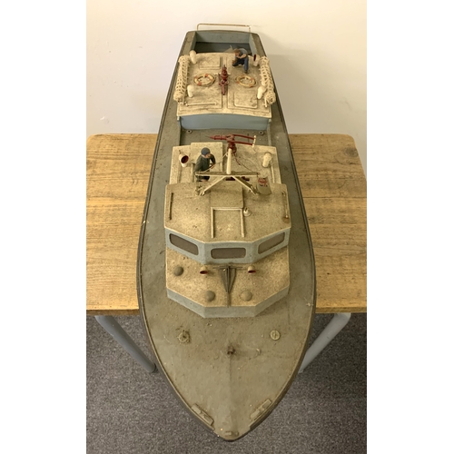 63 - A vintage radio controlled Fire Boat (inside as found, no controller), 36