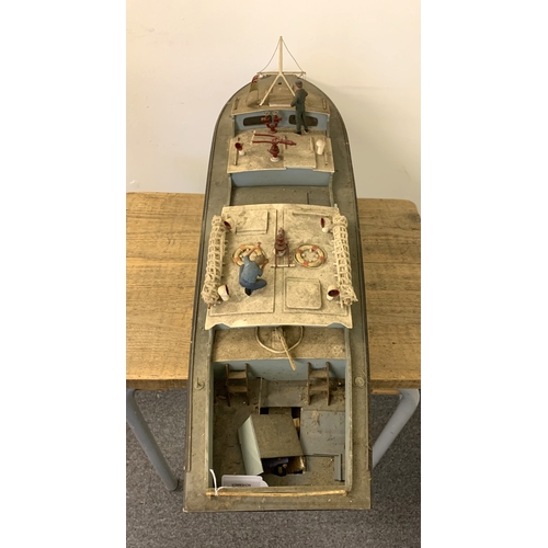 63 - A vintage radio controlled Fire Boat (inside as found, no controller), 36