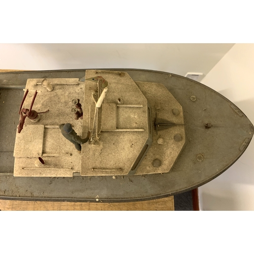 63 - A vintage radio controlled Fire Boat (inside as found, no controller), 36