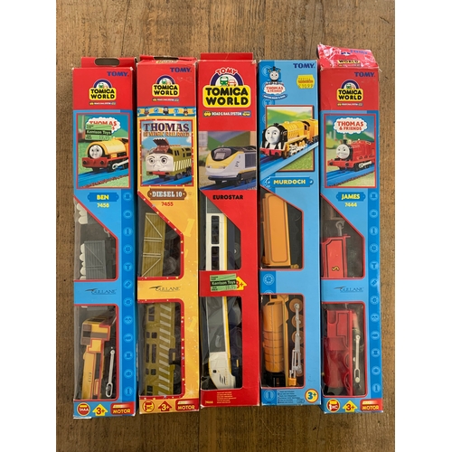 67 - Tomy Thomas and Friends battery powered locos, all boxed including Murdoch, Diesel 10, Eurostar, Ben... 