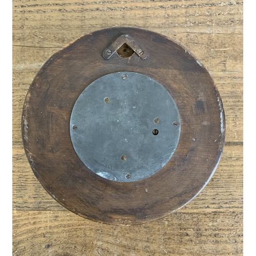 87 - A vintage wood cased barometer, diameter 7