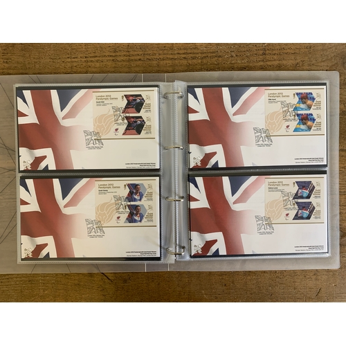 90 - A full set in Royal Mail album: London 2012 Gold Medal Winners Para Olympics FDC's, 34 envelopes