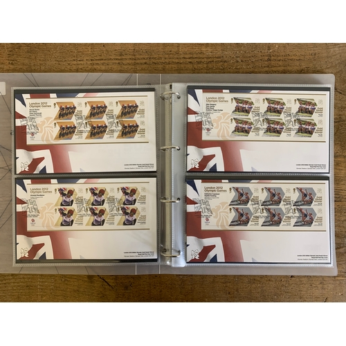 91 - A full set in Royal Mail album: London 2012 Team GB Gold Medal Winners FDC's stamp collection, 29 en... 