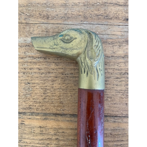 97 - A vintage dog head walking stick