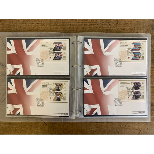 341 - A full set in Royal Mail album: London 2012 Gold Medal Winners Para Olympics FDC's, 34 envelopes