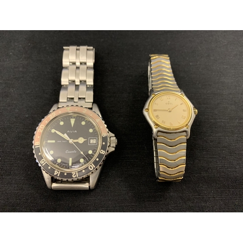 100 - Two quartz vintage wristwatches, an Avia divers watch and a ladies Ebel watch