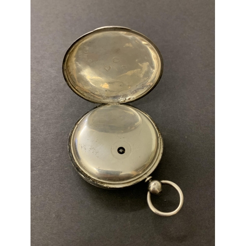 110 - An antique silver full hunter pocket watch, approx. 48mm (no crystal)