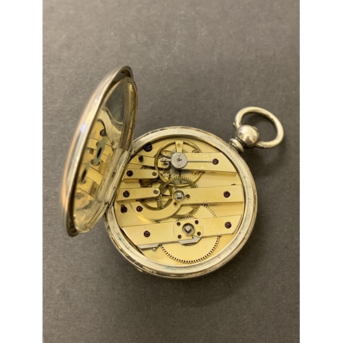 111 - An antique silver full hunter pocket watch, inscription inside reads 'William H Mills, 172 Oxford St... 