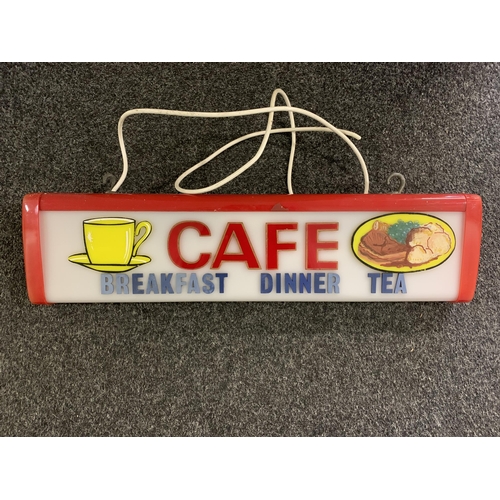 204 - A vintage light box sign, reads 'Cafe, Breakfast, Dinner, Tea', this is a collectors item only and h... 