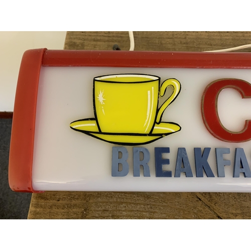 204 - A vintage light box sign, reads 'Cafe, Breakfast, Dinner, Tea', this is a collectors item only and h... 