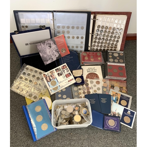 287 - A selection of part filled coin albums, mainly GB examples plus coin sets and loose coins and commem... 