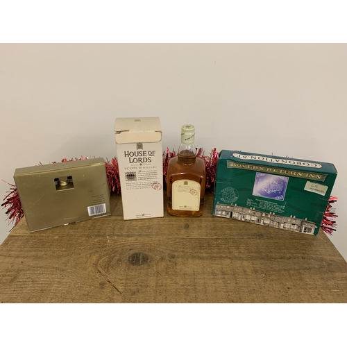 65 - A boxed 'House of Lords whisky 70cl plus 'The Rovers Return Inn' miniatures and 'The Spirit of Wales... 