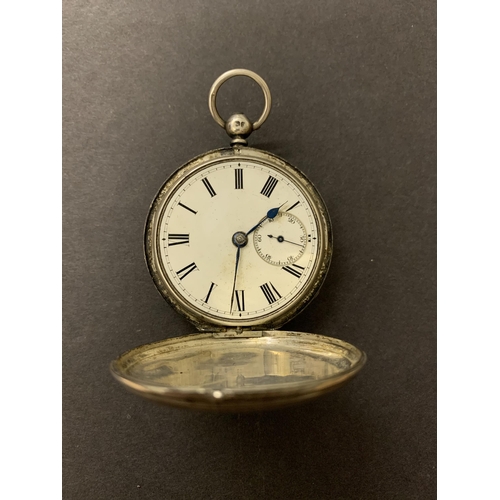 246 - An antique silver full hunter pocket watch, approx. 48mm (no crystal)