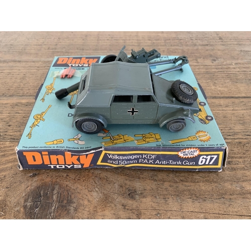 142 - A Dinky Toys boxed Volkswagen KDF and 50mm P.A.K. Anti-Tank Gun 617 (box and plastic with age relate... 