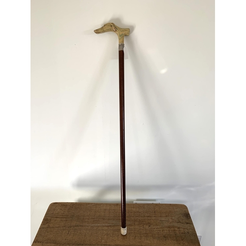 150 - A vintage walking cane with a greyhound handle, 34