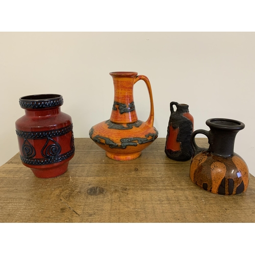 167 - Four vintage West German vases and jug, the largest 10