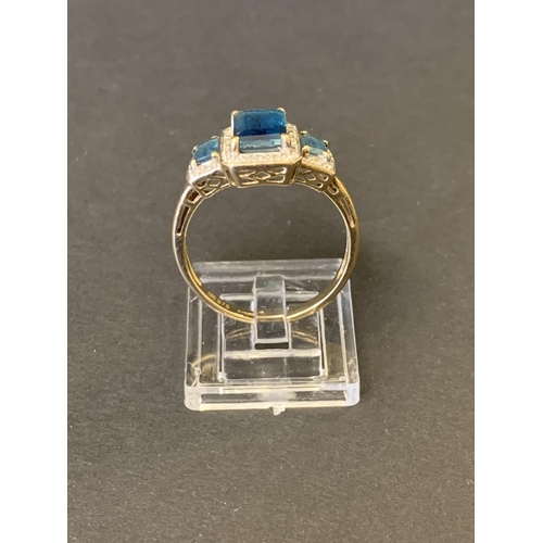 183 - A 9ct gold and blue topaz style ring, approx. size T 1/2, weight approx. 3.5g plus a 9ct gold and bl... 