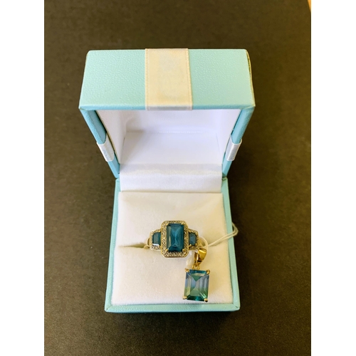 183 - A 9ct gold and blue topaz style ring, approx. size T 1/2, weight approx. 3.5g plus a 9ct gold and bl... 