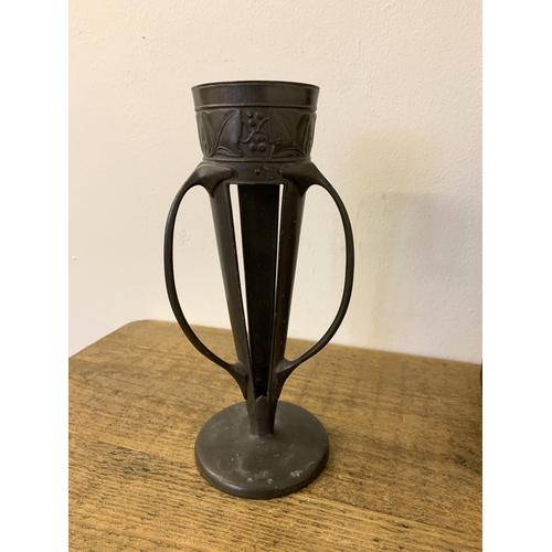 262 - An Art Nouveau English pewter made by Liberty & Co vase, 8 1/4