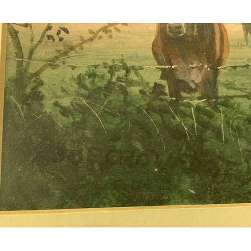 271 - Joe Crowfoot watercolour 'Cattle at Henstead', framed and glazed, 7 1/2