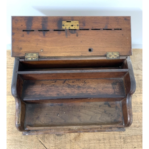 295 - An unusual antique wooden till, coins are posted through the top and slide down to opening draw, 14 ... 