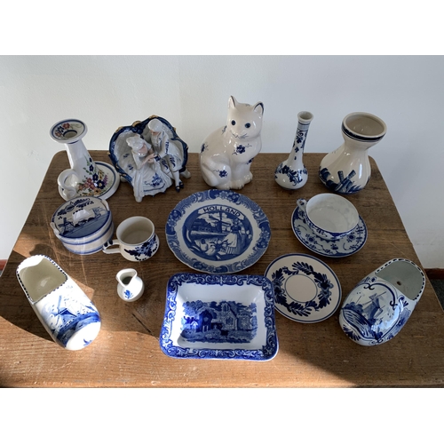 31 - A selection of blue and white ceramics including Delft examples