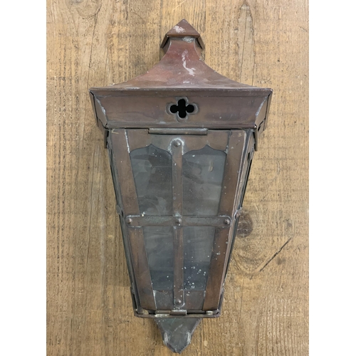 39 - A vintage glazed copper lantern, 21