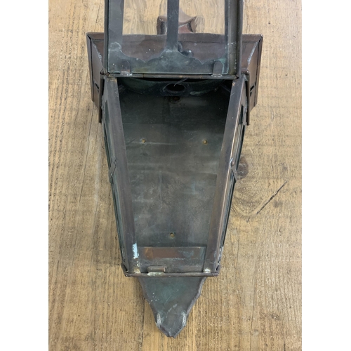 39 - A vintage glazed copper lantern, 21