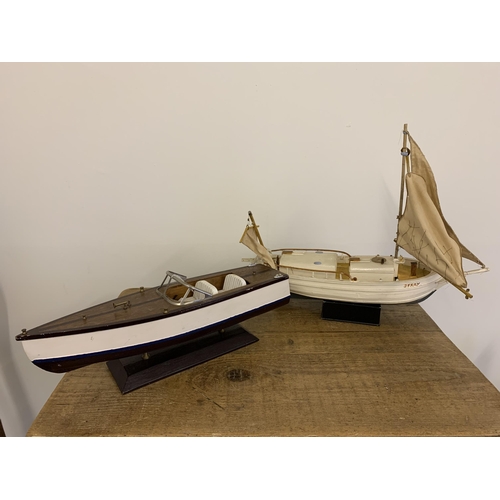 40 - Two scratch built boats, one with plaque which reads 'Captain Joshua Slocum Age 54 of Boston Around ... 