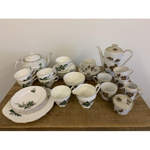 55 - Two part tea and coffee sets plus a Doulton Majestic collection teapot