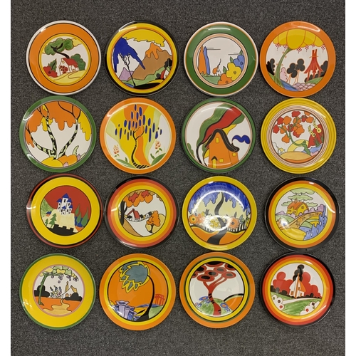 58 - Sixteen Wedgwood Bradford Exchange Clarice Cliff style plates from the 'Bizarre World of Clarice Cli... 