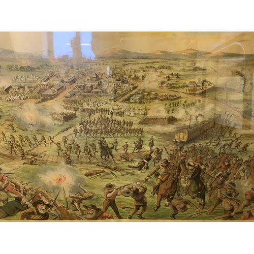 62 - A framed and glazed print from Bacon's South Africa Battle Pictures No.4 'Defence of Mafeking', 27 1... 