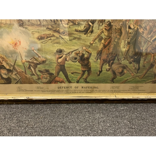 62 - A framed and glazed print from Bacon's South Africa Battle Pictures No.4 'Defence of Mafeking', 27 1... 