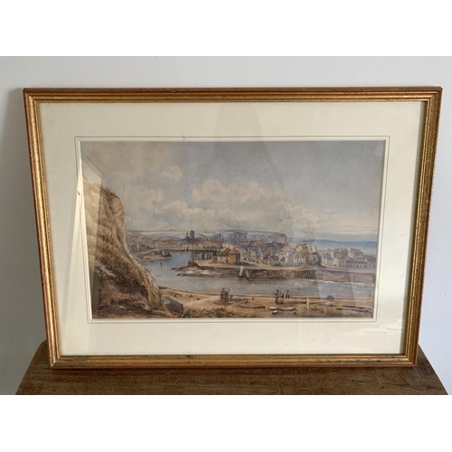 63 - A framed and glazed watercolour 'View of Dieppe 1842', no obvious signature, 18