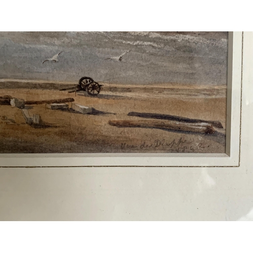 63 - A framed and glazed watercolour 'View of Dieppe 1842', no obvious signature, 18