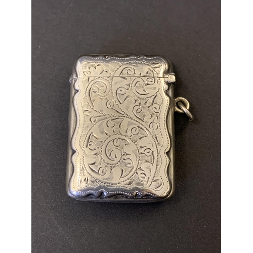 102 - A hallmarked silver vesta case, weight approx. 33g