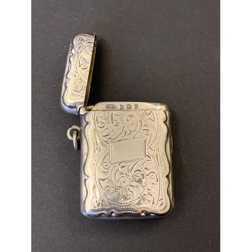 102 - A hallmarked silver vesta case, weight approx. 33g