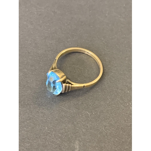 115 - A 9ct gold and blue stone set ring, approx. size M, weight approx. 1.8g (stone with large chip to ed... 