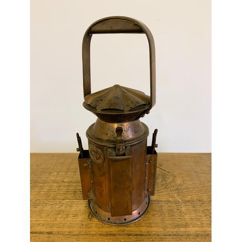 13 - WW2 era dated 1945 and military marked copper lantern, Eastgate & Sons Ltd Birmingham, 13