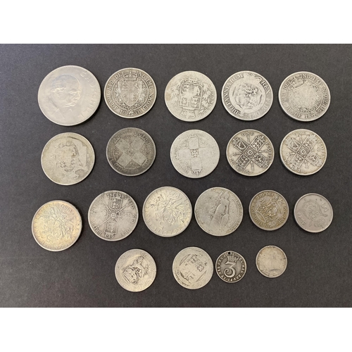 188 - Mixed mainly high grade silver coins including George III, George IV, Victorian and George V, weight... 