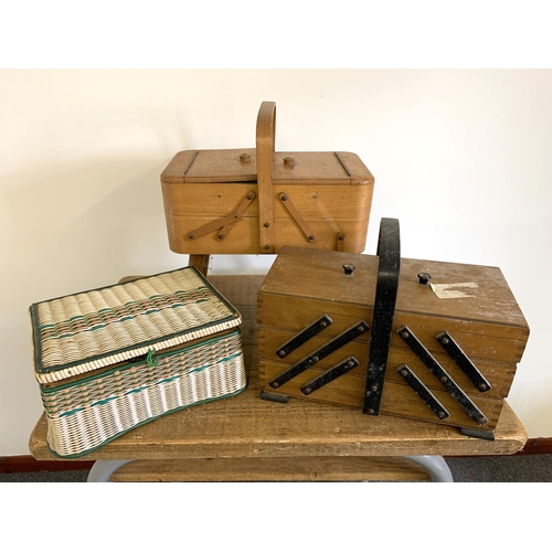 194 - Three vintage sewing boxes and contents