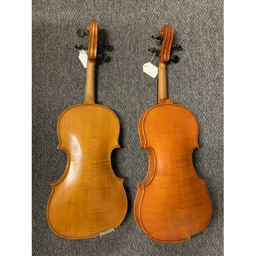 207 - A vintage violin, internal label reads 'G E Rowland Great Yarmouth 1989' plus one other 1980