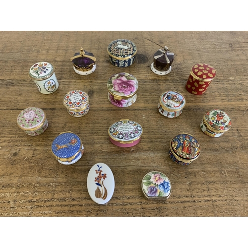 221 - Ten Halcyon Days enamel trinket pots plus a selection of other trinket pots etc