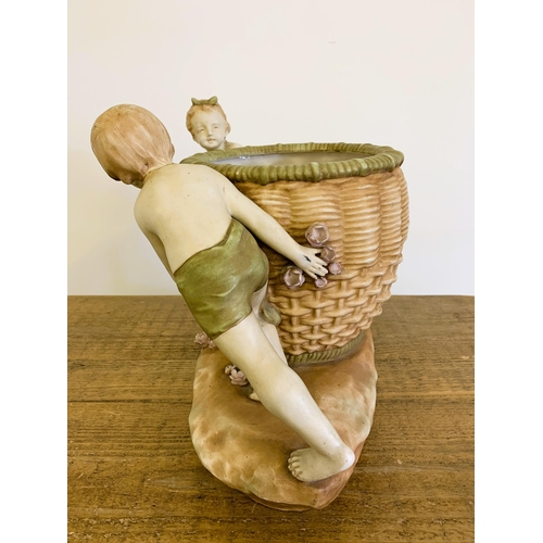 224 - An Art Nouveau period Austrian 'Amphora' pottery figure group planter, approx. 15 1/2