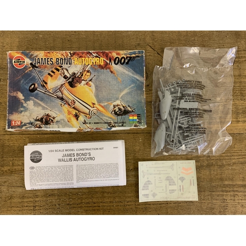 266 - James Bond vintage Airfix Autogyro model kit (appears complete but no guarantee, box as found) plus ... 