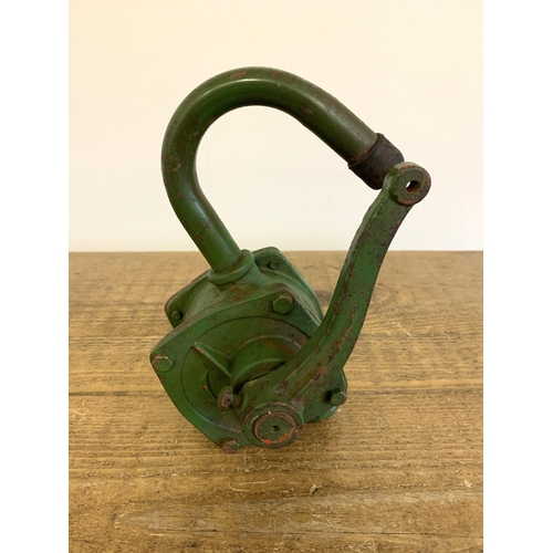 27 - A vintage (possibly Castrol) heavy metal oil pump handle and spout, approx. 8