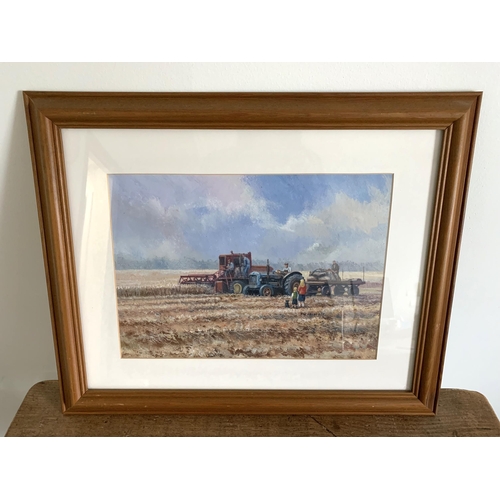 279 - Joe Crowfoot (1946-2017) framed and glazed watercolour 'The Harvest Field', 13 1/4