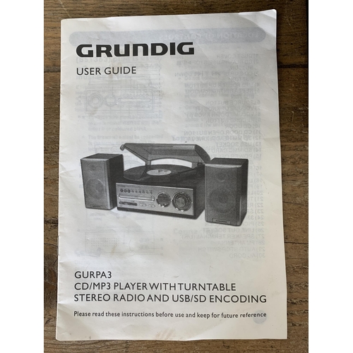 347 - A Grundig CURPA3 mini compact stereo system, turntable, CD player and radio with speakers (lid as fo... 