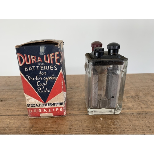 47 - A scarce original boxed 'Duralife' glass acid battery, unused