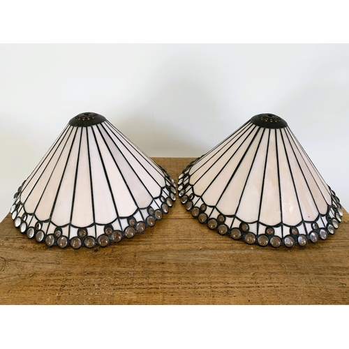 94 - Two vintage leaded lamp shades, 13 3/4